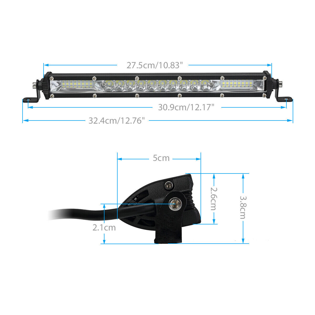 LED Диоден Бар 27.5 см, 72W, Ултра Тънък, Combo Flood/Spot