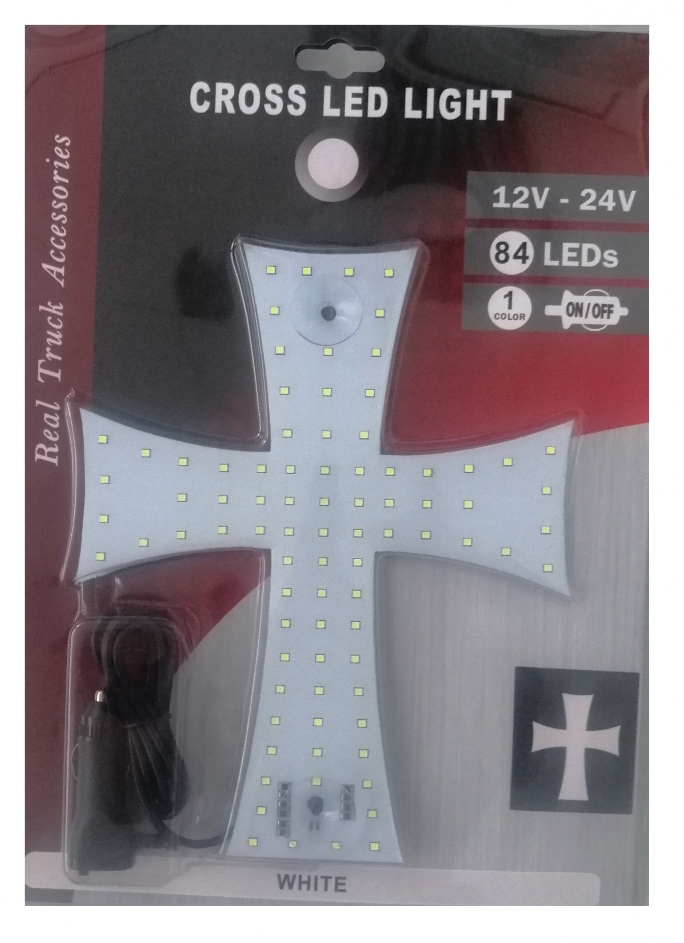 LED Кръст за Кола с 84 SMD Светодиода и Захранване от Запалка