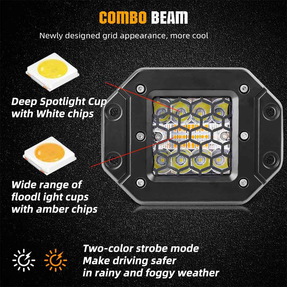 LED Халогени 12-24V Двойна Бяла и Оранжева Светлина Мигащи